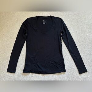 AX Armani Exchange Women's Black Long Sleeve Top, XS